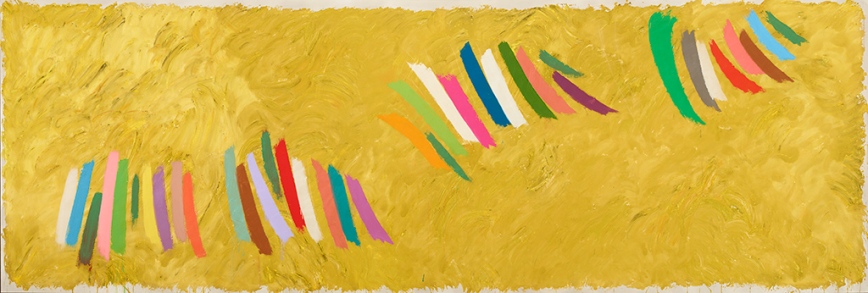 Jack Bush, “Chopsticks”, 1977, acrylic on canvas, 140.3 × 415.9 cm (55.25 × 163.75 in.), Private collection, © Estate of Jack Bush / SODRAC (2014), Photo: Michael Cullen, TPG Digital Art Services